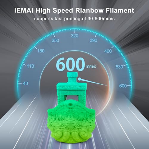 Image of IEMAI Rainbow PLA Filament 1.75mm 1kg, High-Speed 3D Printer Filament Up to 600mm /s Printing, Toughness & Neatly Wound, Fast Color Changing for DIY, Artistic & Home Decor