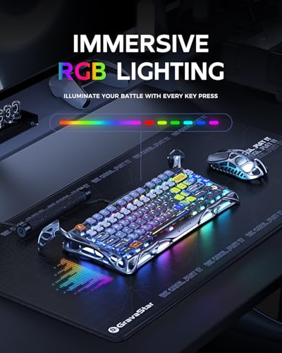Image of GravaStar Mercury K1 Pro Wireless Mechanical Gaming Keyboard, 75% Layout RGB Custom Keyboard, Hot-Swappable Linear Switches - Aluminum Alloy, Interstellar Silver Brushed Metal Look
