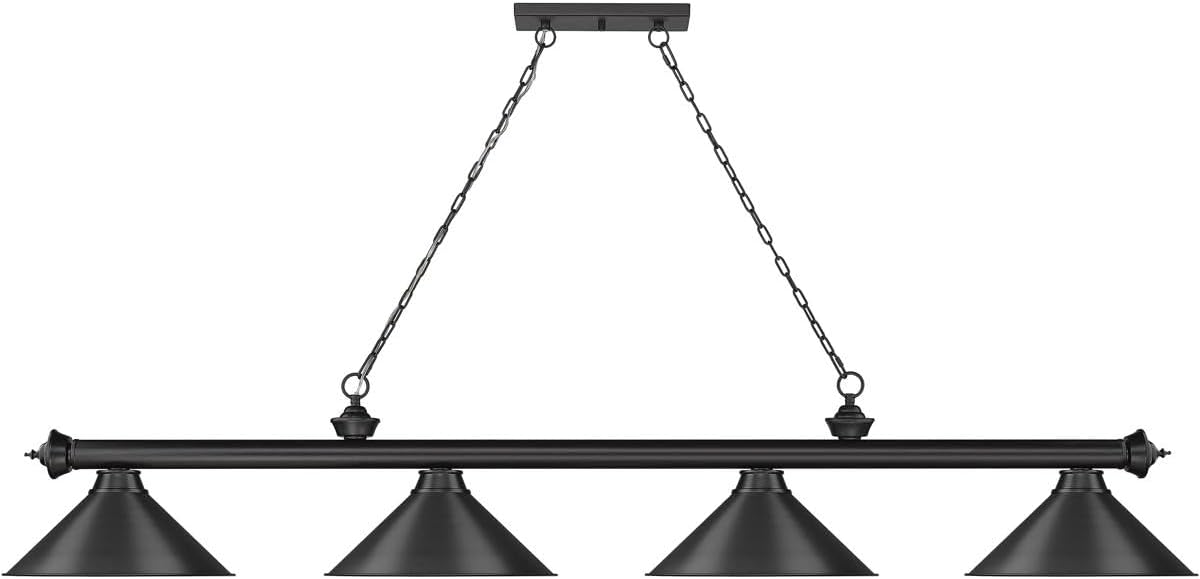 Z-Lite 2306-4MB-MB15 Cordon Billiard Pendant, 4-Light 240 Total Watts, Matte Black