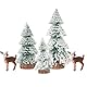 (15/20/25cm) 5Pcs Mini Weihnachtsbaum Tannenbaum Elch Künstlicher Christbaum Tisch Tannenbaum Klein Miniatur Tanne mit Schnee-Effek Grün Weihnachtsdeko Weihnachten Tischdeko für DIY Basteln