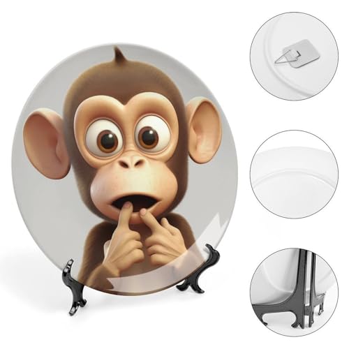 Plato decorativo The Silent Monkey de porcelana de 6 pulgadas miniatura 4