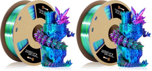 Image of LOVOON 3D Printer Filament, Tricolor PLA Filament 1.75mm Silk Rainbow Filament Green-Red-Blue, 3D Printing Accessories PLA Filament Multicolor, Dimensional Accuracy + /-0.02mm, 2.2lbs /Spool (Pack of 2)