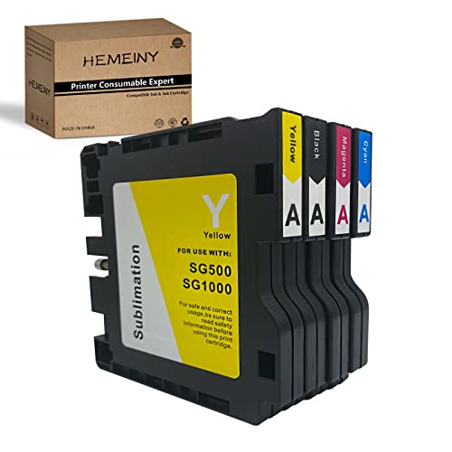 HEMEINY Cartuchos de tinta de sublimación compatibles con Sawgrass Virtuoso SG500 SG1000, 4 colores (negro, cian magenta amarillo) (versión A) Cover