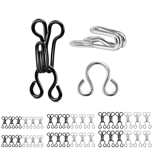 120 Set Tiny Hooks and Eyes Closures for Sewing Bra Hook Replacement Clasps Hook and Eye Clasp for Clothing Bra Trousers Skirt Underwear Sewing DIY Craft