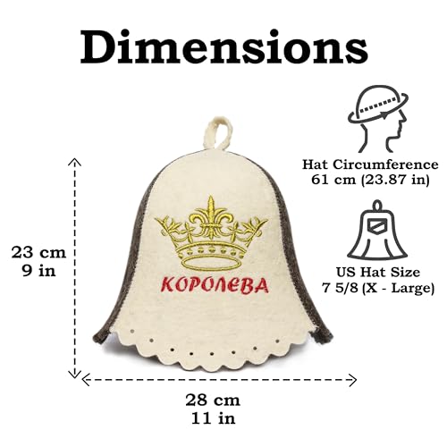 SHSH trade group Wool Sauna Hat for Women Sauna Hat Finnish Queen Embroidery, Sauna Cap for Women - Felt Sauna Hat Wool Banya Hat Women - Russian Sauna Banya Hat for Sauna White and Gray