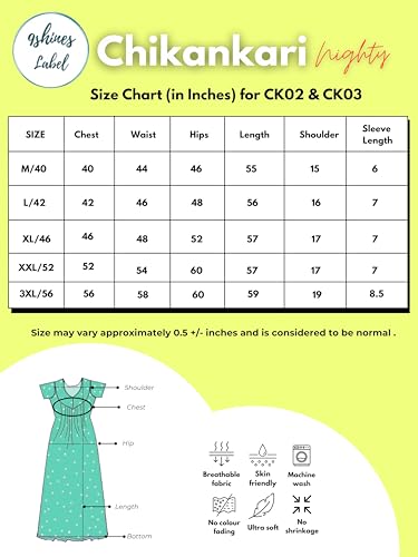 Image of 9shines Label Stylish Chikankari Cotton Nighty Maxi for Women | Full Length Nightgown | Nightdress with Pocket | Embroidery Nighty | Soft Comfortable Cotton Nightwear (1545)