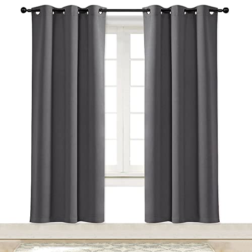 NICETOWN Blackout Curtain Blind for Bedroom Thermal Insulated Grommet Blackout Room Darkening Drape/Drapery (Single Panel, W42 x L72 inches, Grey/Gray)