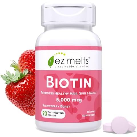EZ Melts Dissolvable Biotin 5,000 mcg, Hair, Skin & Nail Support, Sugar-Free, 3-Month Supply Cover