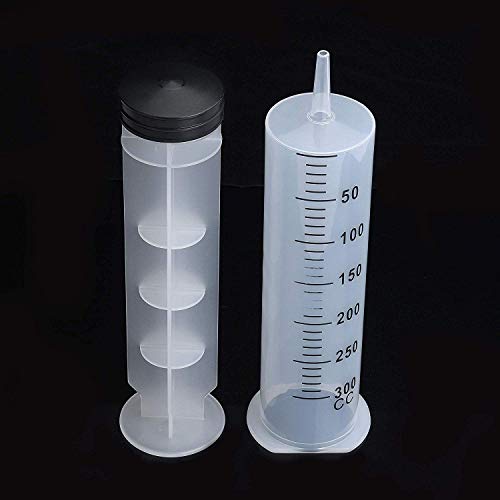 300ml Syringe with 31.5in Plastic Tubing, Reusable Extra Large Syringes for Glue Dispensing, Scientific Labs, Watering, Refilling, Filtration, Feeding, Nutrient Measuring, Motoring Applications