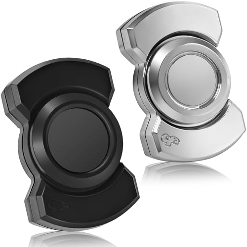 Image of 3-in-1 Fidget Spinner Toy for Adult Metal Slider Clicker Spinner Magnetic for Adult Men Office Desk Toy Stress Anxiety Relief ADHD Magnet EDC Cool Gadget Gifts Easter Basket Stuffer - Black+Silver