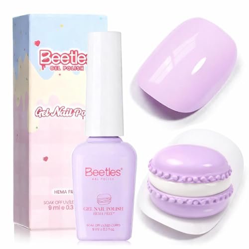 Image of Beetles Lavender Gel Nail Polish - Lavender Macarons Pastel Purple Gel Nail Polish, Same Color Same Bottle, Soak Off UV LED Lamp Pastel Nails Art, Long-Lasting Manicure Salon DIY Home Summer Nails