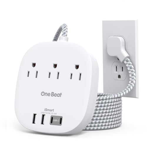 Image of 22.5W /4.5A Surge Protector Power Strip for Travel, 3 Outlets with 4 USB Ports (2 USB C), Flat Plug Extension Cord 6 Feet, Desktop USB Charging Station for Home, Office, College Dorm Essentials