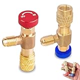 Messing Durchflussregelventil, 2 Stück Füllung Kühlmittel Sicherheitsventil, R22 + R410 Klimaanlage Adapter Messing, Sicherheitsventil, Kältemitteladapter für Wassersteckerventil für Klimaanlage