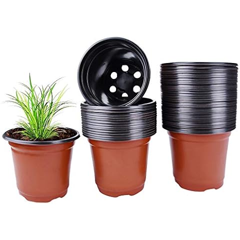 Plastic Nursery Plant Pot 100 Pack Flower Seedling Starter Pots for Little Garden Pots to Repot Succulents and Small Plants (100Pack) Cover