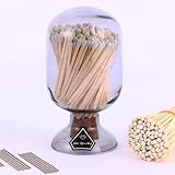 White Matches Included (100 Pcs), Glass Match Cloche with Striker, Glass Match Holder with Striker, Match Bottle with Candles Matches for Fireplace, 3'' Long Safety Matches for Candles, BBQ, Grill
