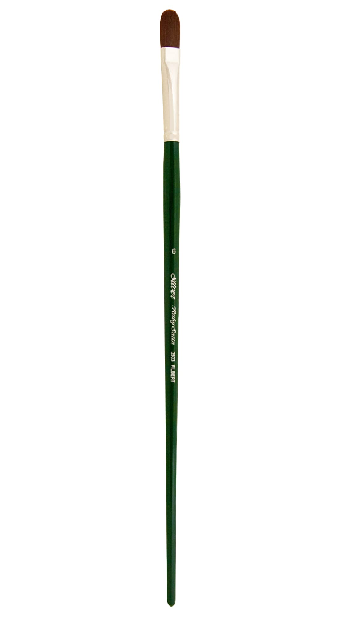 Silver Brush Limited Hunter Green Silver Brush "Series 2503 Ruby Satin Filbert Long Handle Brush, Stiff Synthetic Filaments, Size 6