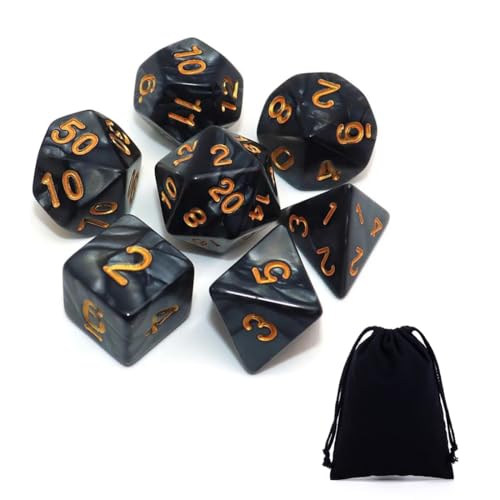 SGERUFZ Set di 7 Dadi DND Poliedrici con Custodia Nera per Dungeons And Dragons Giochi di Ruolo per Pathfinder Società