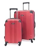 Kenneth Cole REACTION Out of Bounds Lightweight Hardshell 4-Wheel Spinner Luggage, Scarlet Red, 2-Piece Set (20" & 28")