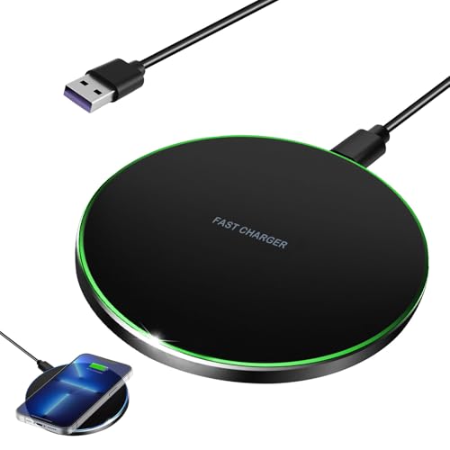 35W Kabellose Induktive Ladestation Qi, Schnellladepad für iPhone 16/15/14/13/12, AirPods 4/3/2, Galaxy S24/S23/S22/S21, Note, One Plus, Kompatibel mit Allen Qi-fähigen Geräten, mit 1m USB-C Kabel