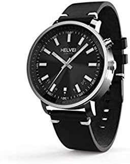 Synq Time Analogic Hybrid Smart Watch with Genuine Leather Strap, Silver/Black