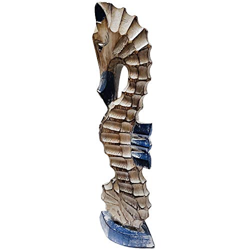 Figura de caballito de mar de madera pintada 16 in miniatura 3