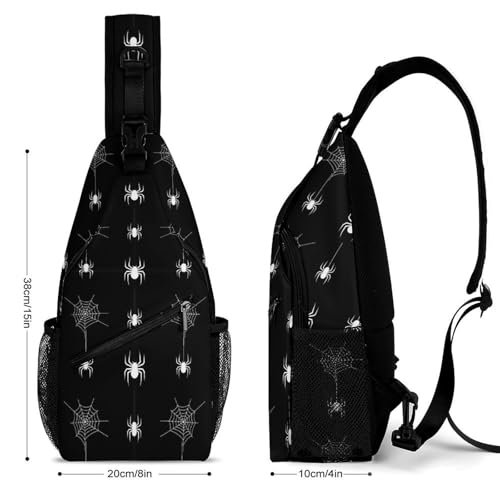 Fashion Day Pack Small Cross Body Backpack Sling Shoulder Bag Chest Bag For Men And Women Spider Web Black And White2
