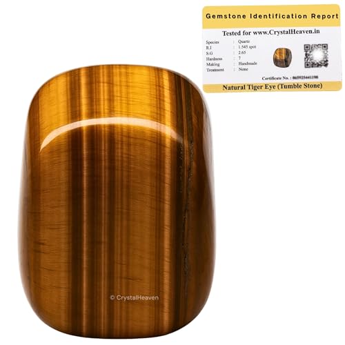 Image of Certified Tiger Eye Crystal Healing Tumbled Stone, Natural Polished Crystals for DIY Crafts, Manifestation, Meditation, Pooja Feng Shui and Reiki Healing (30 Gram)