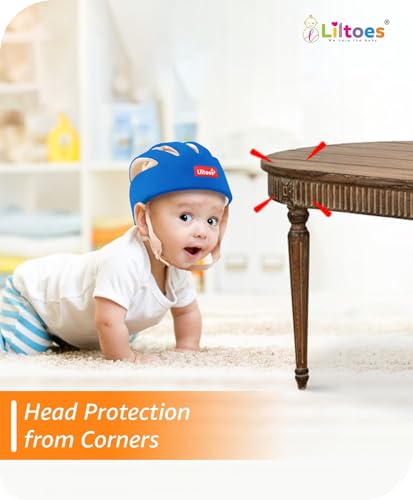 Image of Baby Safety Products Combo | LILTOES Baby Head Protector + Edge Guard + Cabinet Lock for Safety of Kids 6M to 3 Years | Baby Safety Helmet with Corner Guard Protection (Royal Blue+Corner+Cabinet)