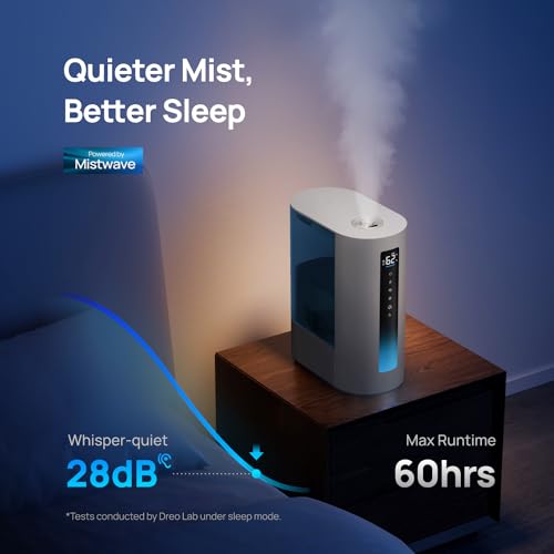 Image of DREO 6L Humidifiers for Bedroom, Smart Warm & Cool Mist for Large Room, 60Hr Quiet Runtime for Baby, Plant, Humidity Sensor, Indicator Light, 12H Timer, Google /Alexa, Blue