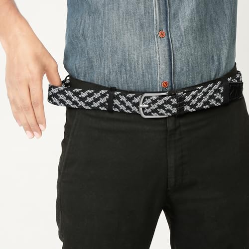 Image of LOUIS STITCH Men's Braided Elastic Stretch Belt with Leather Tipped End Stretchable Canvas Waist Band for Men Women Boys Girls Unisex (Width 3 cm) (BE-EL)