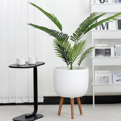 DOLLARKIM Jardinera Nórdica Minimalista con Patas de Madera, Jardinera de Pie Jardinera Decorativa de Óxido de Magnesio, Maceta Moderna para Interior o Exterior