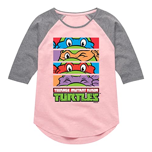 Teenage Mutant Ninja Turtles - Stacked Faces - Girls Shirt Tail Raglan