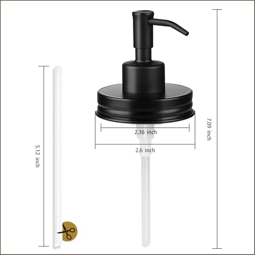Image of Amolliar Mason Jar Liquid Soap Dispenser Pump, Rust Proof Stainless Steel Lid, Cute Farmhouse Decor for Kitchen, Bathroom, Refill Liquid Soap Pump for Hand Soap, Dish Soap, Lotion Soap, Black 2 Pack