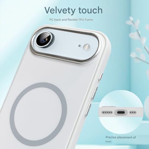 Image of VONZEE Magnetic for iPhone 17 Air Case (2025)(Compatible with MagSafe)(Military Grade Drop Protection) Matte Shockproof with Anti-Fingerprint Phone Cover, 6.6''|White