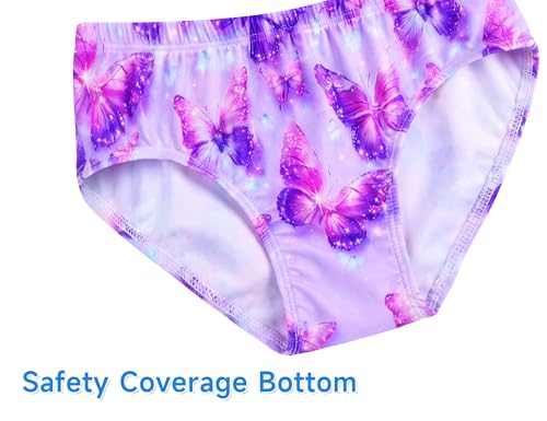 Image of Girls Tankini Swimsuit UPF50+ Ruffle 2 Piece Bathing Suit Full Coverage Kids Swimwear Ages 2-14 Years