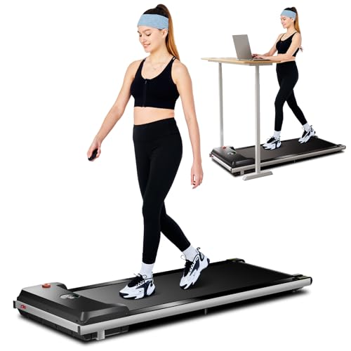 RHYTHM FUN Treadmill for Under Desk Walking, Compact Portable Mini Small Spaces Installation-Free Quiet Jogging with Smart Remote and Workout App Home Office Apartment