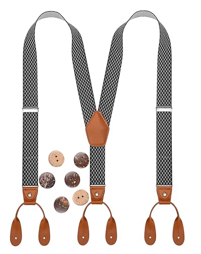 Image of Suspenders for Men Button End Adjustable Y-Back Elastic 47 Inches