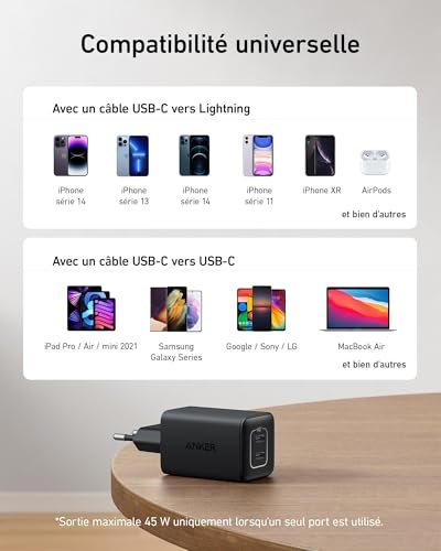 Chargeur Anker 523 Nano 3 2 Ports USB C Protection ActiveShield 2.0 - vue 6