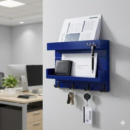 Image of Wooden Key Holder for Wall, Blue