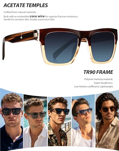 Image of Joopin Acetate Square Sunglasses Men Polarized UV400 Protection Trendy Oversized Sun Glasses Retro Shades Women