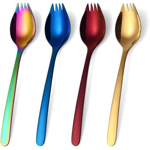 Lovingly Yours Metal Spork Reusable Sporks, Sporks Stainless Steel 7-inch, Dessert Salad Forks Cover
