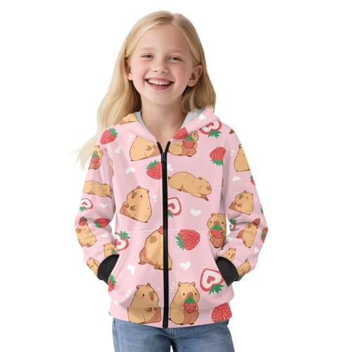 Girls Hoodies Zip Up Hooded Sweatshirts Long Sleeve Warm Soft Fleece Fall Winter Jacket for 6-16 Years Old Kids