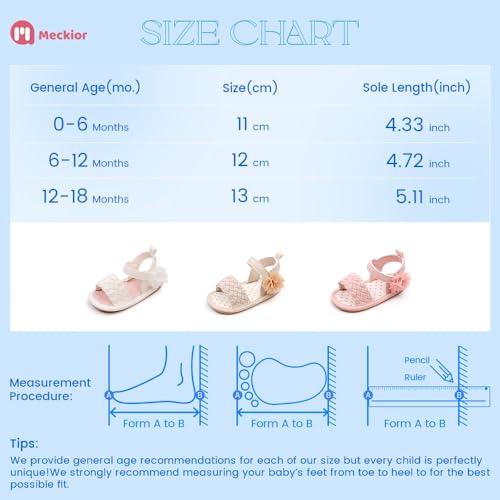 Image of Meckior Baby Toddler Infant Girls PU Leather Soft Open Toe Summer Sandals Flower Princess Flat Shoes