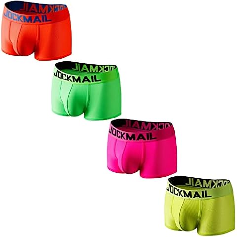 JOCKMAIL Sexy Mens Boxer Shorts Nylon Mesh breathable comfort Soft boxer Underwear Trunks Boxer Briefs Men underpants 4-Pack(XXL) Cover