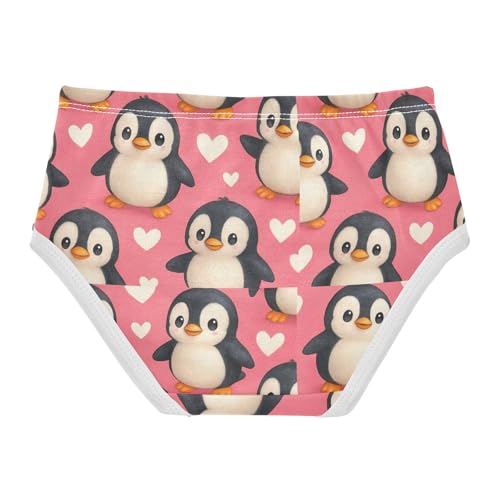 Joisal Personalized Toddler Girls Underwear 2t Cotton Panties Little Girl Cute Penguins White Hearts Pink Briefs Underpants2