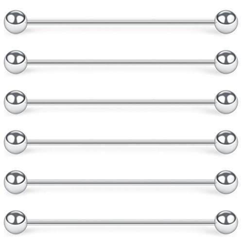 SCERRING 6PCS 16G Industrial Barbell Cartilage Earring Body Piercing Jewelry 28mm 32mm 35mm 38mm 40mm