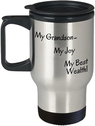 Grandson - Taza de viaje de acero inoxidable con aislamiento para bebidas calientes y frías, con asa y tapa.