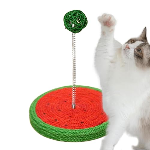 Sisal Cat Scratcher Ball, Interactive Kitten Scratching Toy, 6.89x8.66 inches Spring Ball Play Pad, Durable Scratch Training Too