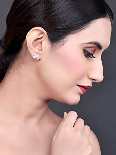 Image of Pissara Attractive 925 Sterling Silver Valentine Day Gift Cubic Zirconia Earrings For Women And Girls|with Authenticity Certificate, 925 Stamp & 6 Months Warranty (E104605)