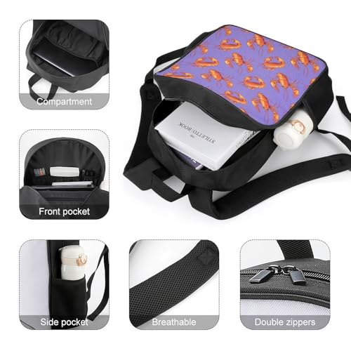 Lobster Pattern Travel Backpack Casual Daypack Shoulder Bag with Adjustable Shoulder Straps for Hiking4